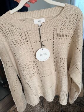 Le Lis Crewneck Sweater in Beige/Cream